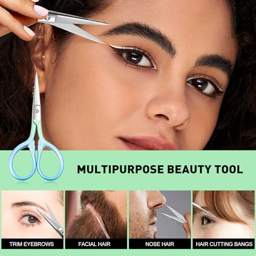 Small facial hair scissors, stainless steel Straight Tip,blue - color: Blue