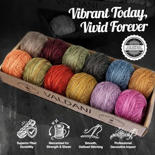 Valdani Pearl Cotton Sz 12 | Fruits & Flowers | 110 Yds/Ball - color: Fruits & Flowers, size: 12