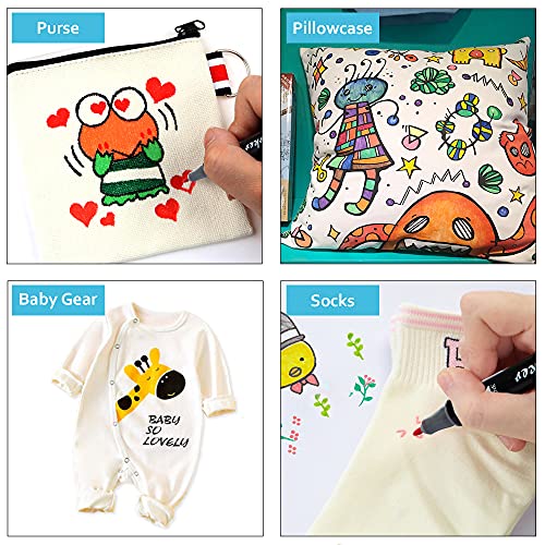 Lelix Fabric Markers, 30 Permanent Colors Dual Tip Fabric Pens for Writing Painting on T-Shirts Clothes Sneakers Canvas Pillowcases, Child Safe & Non-Toxic for Kids Adults - color: 30 Colors