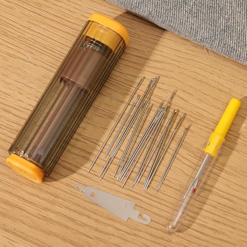 1 Set Pop-up Magnetic Sewing Needle Storage Boxes Portable Embroidery Needle Case DIY Handicrafts Sewing Tool Accessories (Yellow) - color: Yellow
