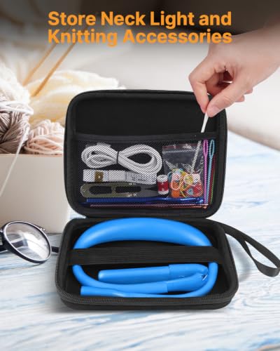 Neck Book Light with Storage Case, 3 Color Dimmable Reading Light - color: Blue Light with Storage Case