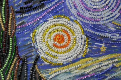 Wizardi Bead Embroidery Kit - Starlight Night. Colorful Beads, Beading Needles. DIY Kit. Embroidery for Beginners. Home Decor. AB-397 Abris Art - color: Starlight night