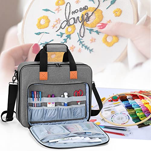 LUXJA Embroidery Project Bag, Embroidery Kits Storage (Bag Only), Gray - color: Gray