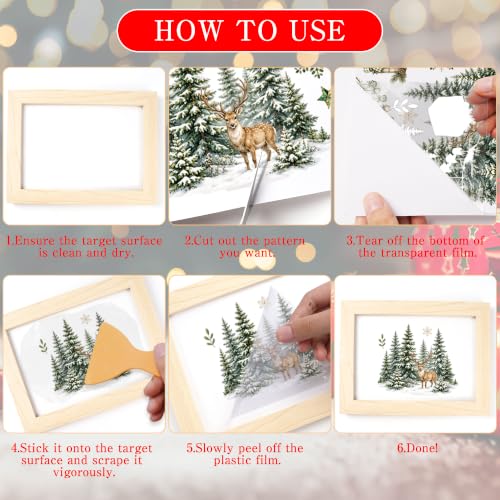 Christmas Rub on Transfers for Crafts, Farmhouse Transfer Furniture Decals - style: Country Rustic