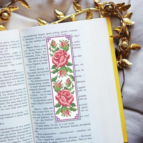 FREEBLOSS 6 Set 11CT Cross Stitch Bookmark Kit 8"x2.4" Vine Flowers - style: Floral Plant