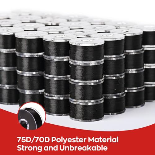 Poolin Size L (SA155) 75D/2 (60WT) Black Plastic Prewound Bobbins - color: black-75D