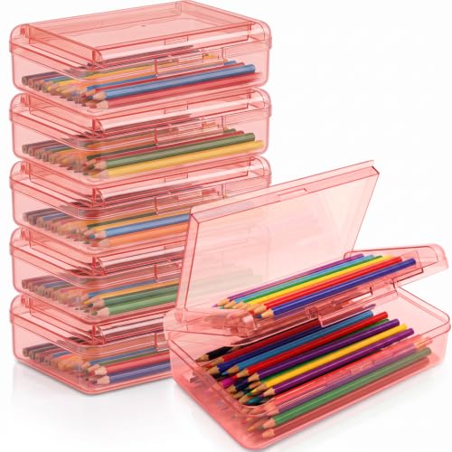 Blulu 6 Pack Double Layer Pencil Boxes Large Capacity,Pink - color: Pink