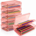 Blulu 6 Pack Double Layer Pencil Boxes Large Capacity,Pink - color: Pink