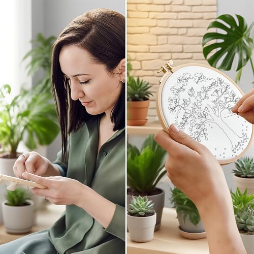 ORIGACH 5 Pcs Seasonal Tree Embroidery Kit for Beginners - style: Seasonal Tree