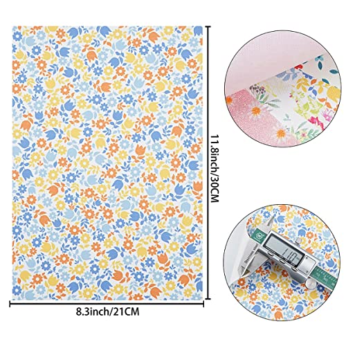 LITCHI 6 Pack 8x12 Inch Faux Leather Sheets for Bow Earring, Easy to Cut Vinyl Fabric for Cricut, Durable Fade Resistant Leatherette Without Smell, Follow Pattern - color: Daisyflower