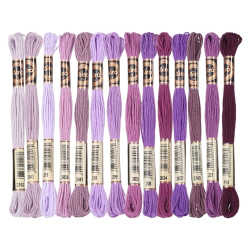 PATIKIL 14 Skeins Embroidery Floss Polyester Multicolored Purple - color: Multicolored Purple
