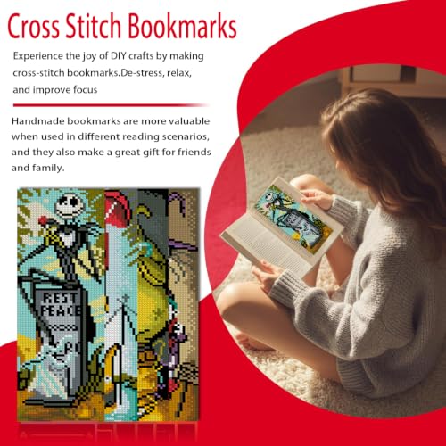 4 Pack The Nightmare Before Christmas Cross Stitch Bookmark Kits for Adults - color: Halloween Cross-Stitch Bookmark - 1