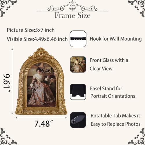 Vintage Picture Frames 5x7 Ornate Bronze Antique Picture Frames for Wall and Tabletop Vintage Photo Frame Victorian Home Decor Gallery Wall Decor in Arch Shape - color: Bronze, size: 5x7