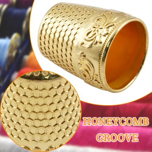 Coufce 4 Pcs Gold Metal Sewing Thimble - color: gold