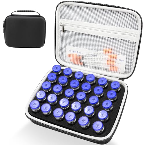 30 Slots Peptide Case for Fridge | Vial Case ｜1ml 2ml 3ml 5ml 10ml Vials - color: Black- 30×(1-5ml/10ml)