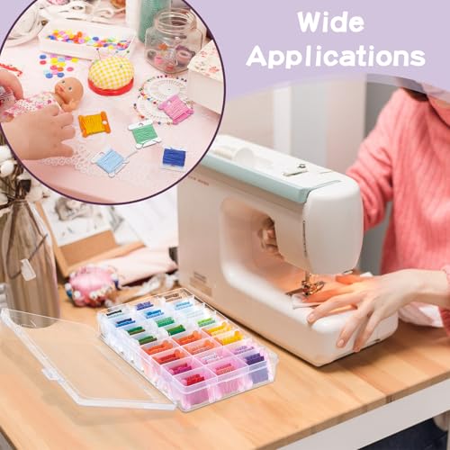 TWINKLEMON 509PCS Embroidery Floss Organizer Kit 3 Removable 24 Compartments with 500 Floss Bobbins and 3 Numbered Stickers 3 Bobbin Winder Cross Stitch Thread Organizer for Craft DIY Sewing Storage