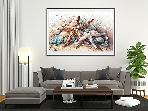 Moohue Easy Stamped Cross Stitch Kits for Adults Beginners Beach Starfish Shells Counted Cross Stitch Patterns Kits (Starfish and Shells 2) - color: Starfish and Shells 2