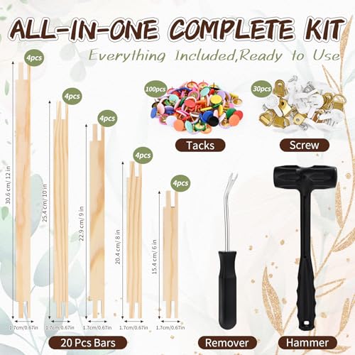5 Sizes 20pcs Needlepoint Stretcher Bars, Wooden Canvas Stretcher Bars | 6,8,9,10,12 Inch Canvas Frame Kit for Embroidery Oil Painting Cross Stitch Needlework Craft DIY Art Projects