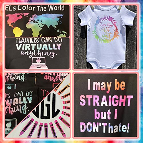 Tintnut Rainbow Watercolor Heat Transfer Vinyl,8 Pcs 12x10in HTV Vinyl - color: Light Watercolor
