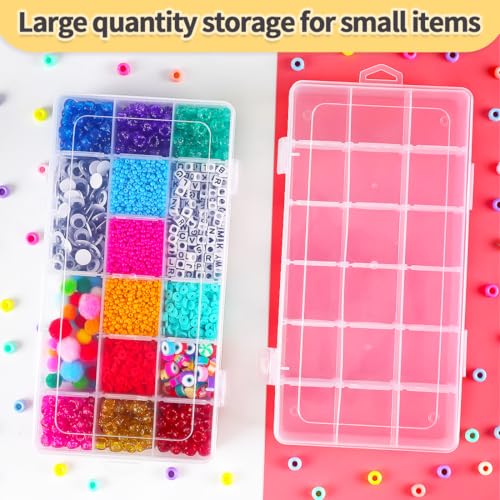 IOOLEEM Bead Organizer Box, 18Grids 2 Pack Adjustable Dividers Storage Box - color: Clear, size: 18 Grids Adjustable (2 pack)