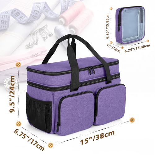BAFASO Large Sewing Organizer Bag with an Individual Pouch, Purple - color: Purple