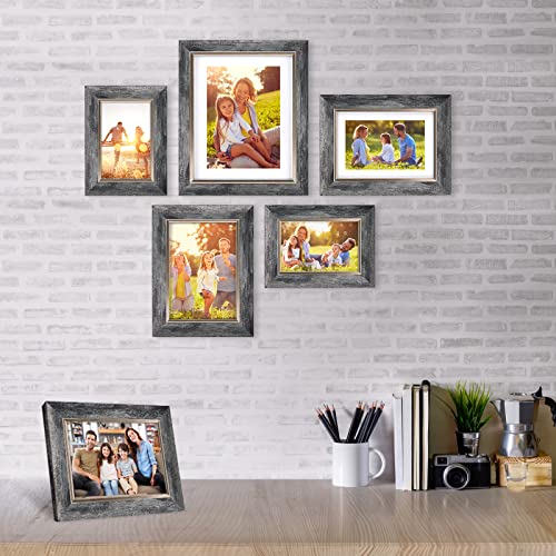 XUANLUO 5x7 Picture Frames Set of 4,Rustic Retro Photo Frame(Grey) - color: Grey-4pcs, size: 5 x 7 inch