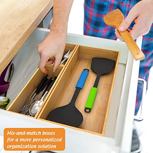Bamboo Kitchen Drawer Organizer 9"x 3", Storage Box for Utensil Organizer - color: Bamboo, size: 9*3*2.5 inch