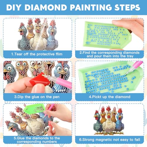 NAIMOER Chickens Diamond Art Hanging Kits for Adults, 5D Special Shaped Rhinestone, DIY Acrylic Spring Diamond Art Painting Window Pendants Home Garden Wall Hanging Ornament Kits, Double Sided - color: Easter 03