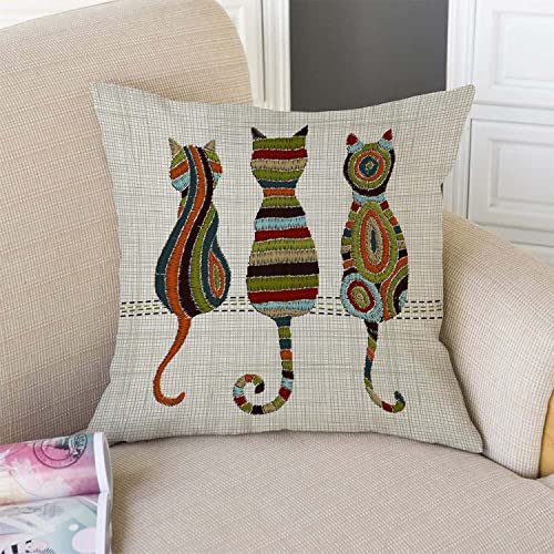 TSSOHU Cute Animal Cat Throw Pillow Cover Patio Furniture Knitted Design Kitten Family Decorative Cushion Cases Home Décor for Couch Bed Sofa 18x18 Inch - color: Tss51