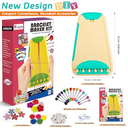 Maynacs Friendship Bracelet Making Kit for Girls 8-12, 28 Pre-Cut Threads - color: Cyan