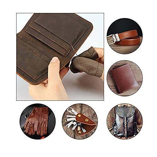 SUKPSY 3 Pairs Leather Finger Protector Thimble Hand Sewing Thimble Finger Guards Pads for Hand Craft Sewing Needlework Needle Felting Knitting(Random Color)