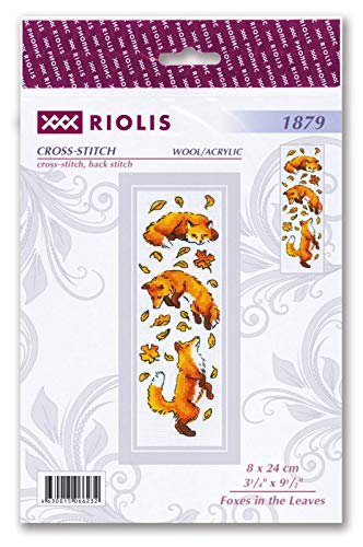 RIOLIS 1879 Foxes in Leaves Counted Cross Stitch Kit 3 x 9.5 in - style: Foxes in Leaves 1879
