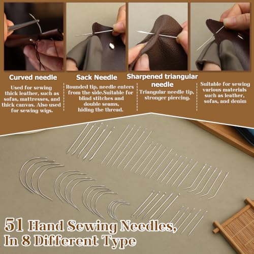 74 PCS Leather Sewing Kit Heavy Duty Sewing Kit Upholstery Repair Kit - color: 9 Colors - 74Pcs