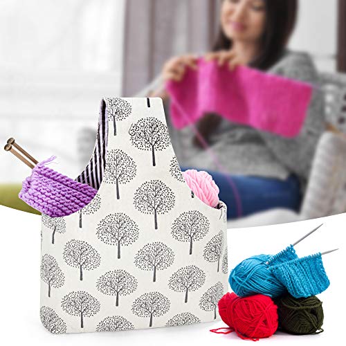 Teamoy Knitting Bag Tote, Travel Crochet Project Wrist Bag, Small, Tree - color: Tree, size: Small