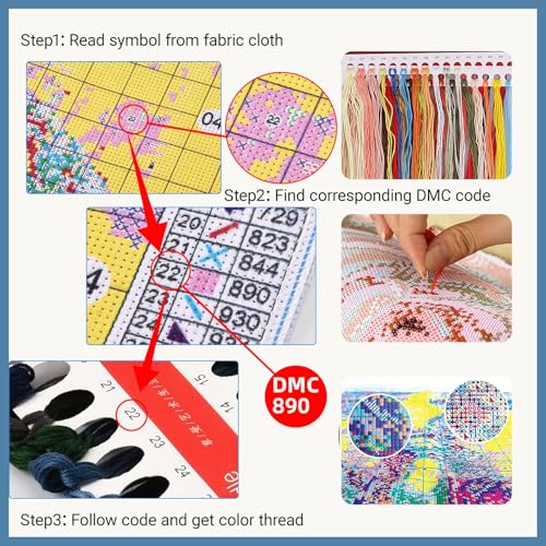 HKLIOPU Stamped Cross Stitch Kits - Dragon Embroidery Starter Kit for Adult Beginners, 11CT Needlepoint Cross-Stitch Patterns Dimensions Kit Arts and Crafts 16X 16 inch - color: USL-005