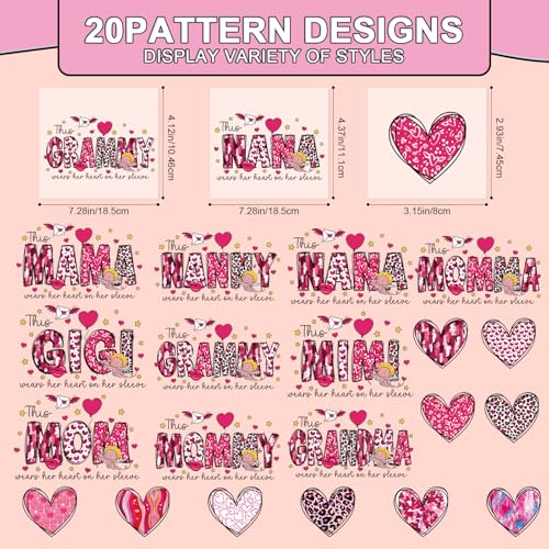 Rngmsi Dtf Transfers Ready to Press - 20 Pcs Mother's Day Iron on Patches for T-Shirts, Mama Iron on Stickers Heat Transfer Vinyl Decals for DIY Fabric Clothes Decor - style: Mother'sDay
