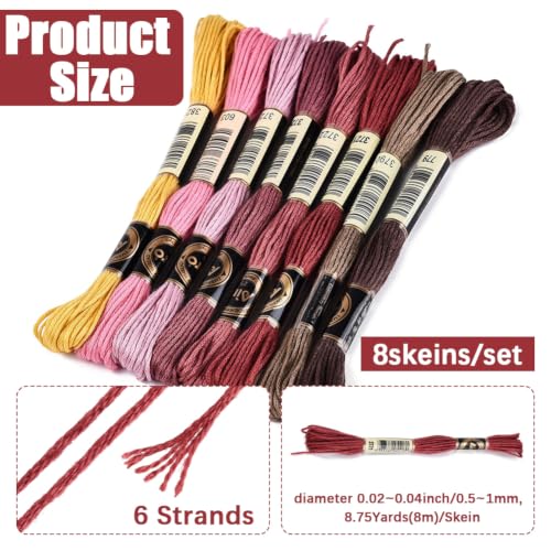 8 Skeins 70 Yards Dark Pink Embroidery Floss for Jewelry Knitting - color: Gray Pink Color, size: 70 Yards