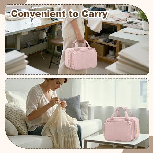 Teamoy Puffer Sewing Organizer Bag, Sewing Supplies Organizer, Pink