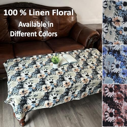 1-Yard Natural Linen Floral Fabric | Linen Fabric by the Yard for Clothing |Floral Fabric by the Yard |100% Linen Fabric Linen Cloth for Sewing, Crafts, Tablecloths, Curtains, Drapes|Des.2 Brown - color: Des.2 Chocolate, size: 1 Yard Precut