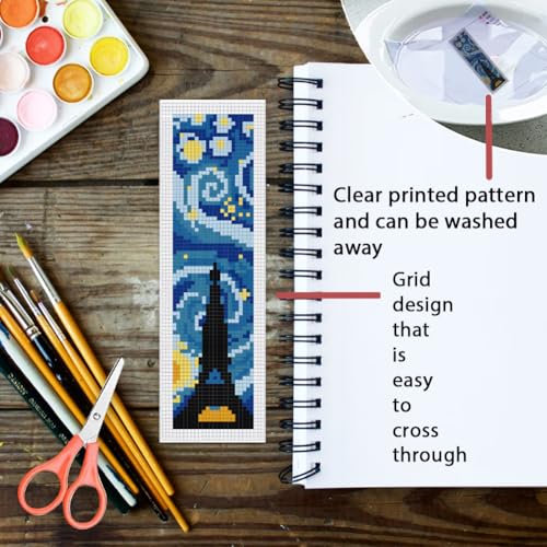 ORIGACH 6 Set Starry Night & Black Cat Cross Stitch Bookmark Kit - style: Starry Night and Black Cat