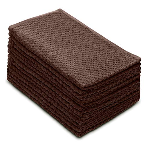 COTTON CRAFT Amazing Kitchen Towel - 12 Pack 100% Cotton Waffle Terry Towel - color: Chocolate, size: 12 Pack