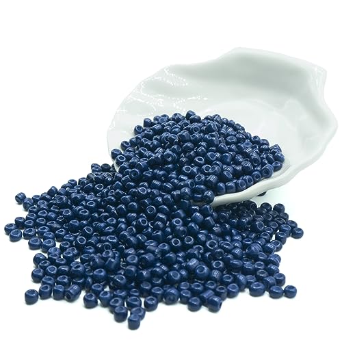 6/0 Craft Glass Seed Beads Bulk, 4mm 1000 Pcs Colorful Bracelet Beads Small for Jewelry Making, Waist, Hair, Neckalce Ring Earring DIY Art (Dark Blue) - color: Dark Blue