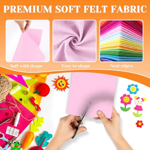 IONTACH 9" X 12" Felt Fabric Sheets 1.6mm Thick (12 Packs, Light Pink) - color: Light Pink