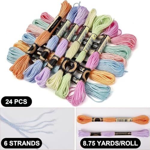 24 Skeins Embroidery Floss 8m Cross Stitch Thread Set - color: Colorful