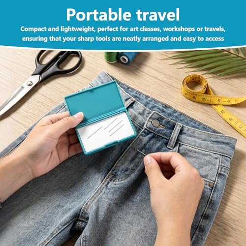 WQAPVHBG Magnetic Needle Case, Plastic and Magnets Sewing Pin Storage Case, 4.4 x 2.7 x 0.5in Pins Holder Case for Sewing, Rectangle Magnetic Needle Box for Storing Needles, Blue