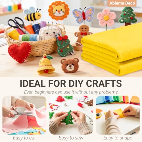 Yellow Felt Fabric Sheets 18" x 18" (2 Pack) 1.6mm Soft Felt, Gold Yellow - color: Gold Yellow