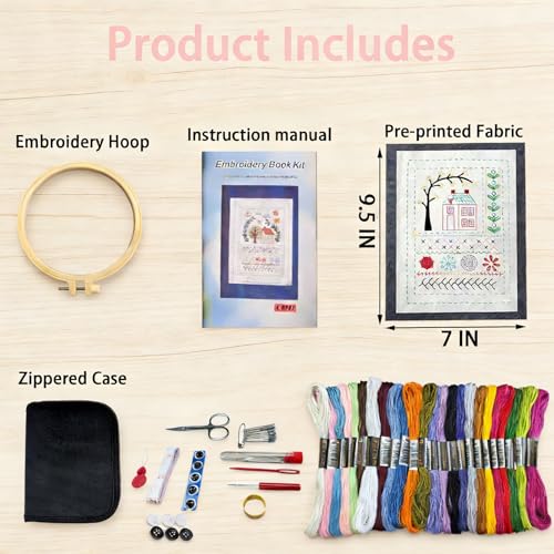 2026 Upgraded Embroidery Kit for Beginners, Embroidery Stitch Book Kit