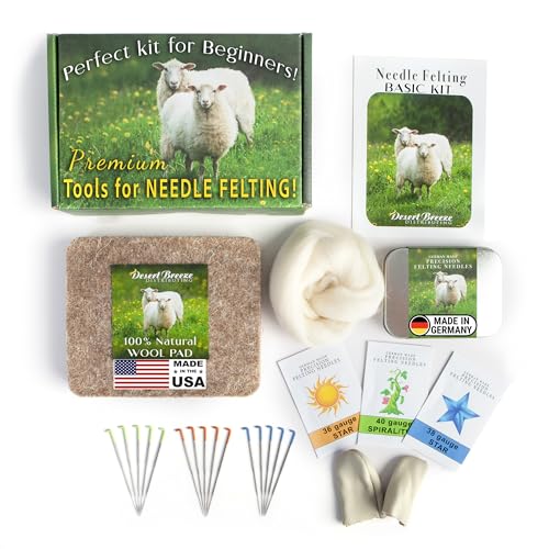 Needle Felting Kit, Basic Tools with 15 Groz-Beckert Needles, Pad & Case