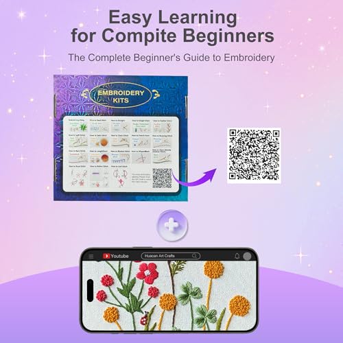 Huacan Embroidery Kit for Beginners with Tutorial Video & Gift Box - color: CXTZ-176
