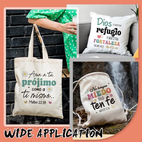 Dazoratix Spanish Christian Iron on Transfers - 20 Sheets Bible Verse DTF Ready to Press Heat Patches Vinyl Designs Religious Faith Stickers Decals for T Shirts Clothes Clothing Bag Applique DIY Craft - style: Spanish Christian
